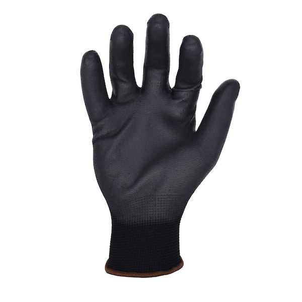 Commander 13 Ga. Nylon Work Gloves, Polyurethane Palm Coating, Black, S